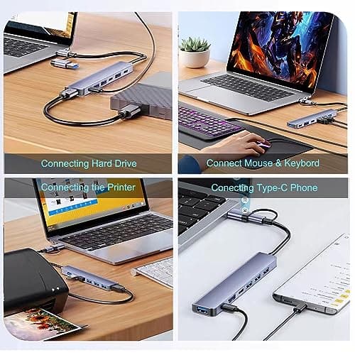 VIENON Aluminum USB C & USB Hub 7-in-1 with USB 3.0, USB-C Ports for PC/Laptops/MacBook Pro/Air/iMac/iPad and More Devices 6