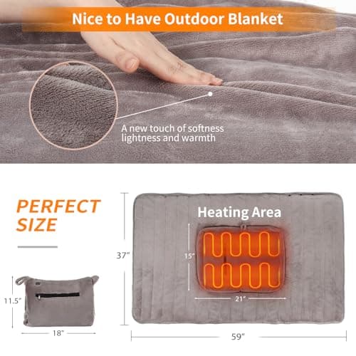 LENONE Portable USB Heated Blanket Battery Operated, 5V/2A USB Heated Blanket 3 Heating Levels Without Battery Pack, Plush Flannel Wearable Electric Throw, 3Hrs Auto Off&Overheat Protection 5