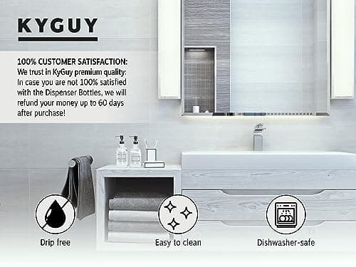KYGUY - 2X Glass Soap Dispenser Bottles Set - 18 oz Modern Pump Bottle for Kitchen, Bathroom 7