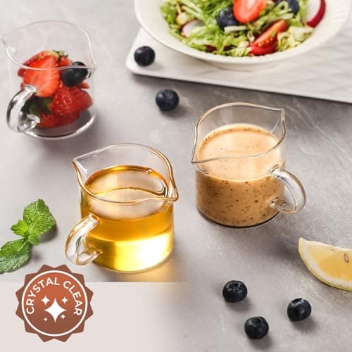 Espresso Cups Set of 2, 4 Oz Espresso Shot Glass with Handle Double Spout Cups Clear Glass Milk Cup Coffee Accessories Great for Making Coffee Desserts Salad Dressing 5