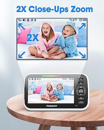 Baby Monitor with Camera and Audio - 5¡± Display Video Baby Monitor with 29 Hour Battery Life, Remote Pan & Tilt, 2X Zoom,Auto Night Vision, 2 Way Talk, Temperature Sensor,Lullabies,960 Feet Range 6