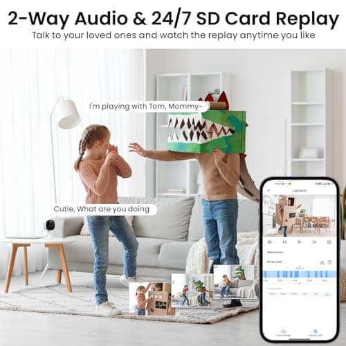 AOQEE 2K Cameras for Home Security-Outdoor/Indoor Camera for Dog/Cat/Pet/Nanny/Baby/Elderly, Color Night Vision, White Light, Siren, 24/7 SD Recordings, Works with Alexa, Plug in (C1-White-2pack-2.4G) 7