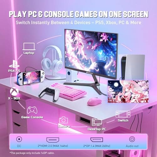 SANSUI Gaming Monitor 27" 1440p 260hz/240hz WQHD 2K - Fast IPS 1ms FreeSync Premium 丨DCI-P3 98% 丨sRGB130% 丨HDR10 丨2×DisplayPort 1.4丨2×HDMI2.0 PC Gaming Monitor with Crosshair 5