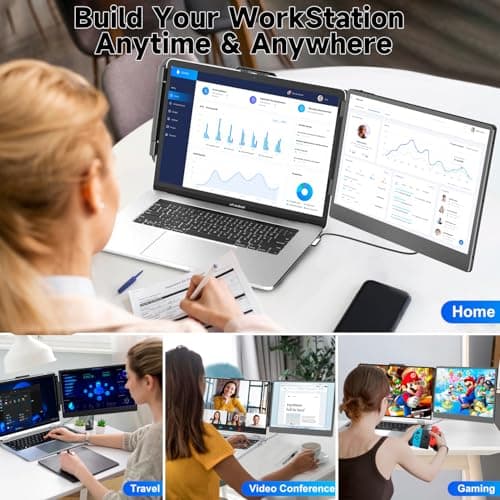 KEFEYA Laptop Screen Extender, 14" Portable Monitor for Laptops 13-17", 1080P FHD IPS Monitor Extender for Laptop with USB-C/HDMI Port, Plug n Play for Windows/Chrome/Mac/Switch/PS5 7