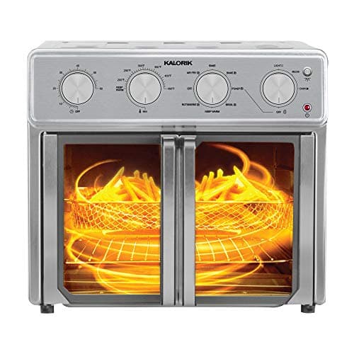 Kalorik MAXX Air Fryer Oven, 26 Quart 9-in-1 Countertop Toaster Oven and Air Fryer Combo - Fry, Bake, Roast, Rotisserie, & More, Large Glass French Doors & 7 Accessories, 1700-Watts, Stainless Steel 6