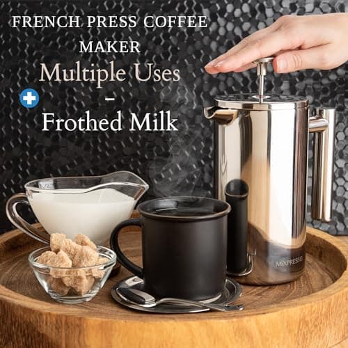 Mixpresso Stainless Steel French Press Coffee Maker 26 Oz 770 ml, Double Wall Insulated French Press Stainless Steel, Easy Clean Tea Brewer, Easy Press Durable Metal Coffee Press 5