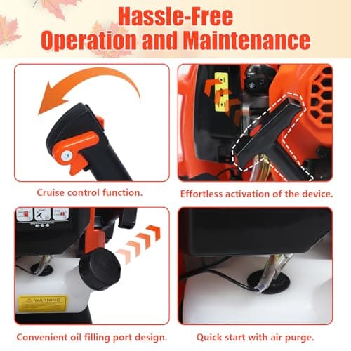 52CC Gas Backpack Leaf Blower, Snow Blower 550 CFM High Power 2-Stroke Engine Strong Wind Force for Yard Garden Snow & Dust Removal Adjustable Tube Ergonomic Harness (52cc Orange) 6