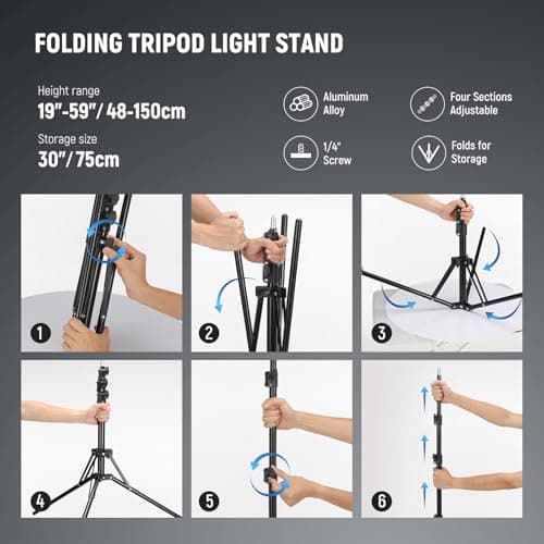 NEEWER Ring Light 18inch Kit: 55W 5600K Professional LED with Stand and Phone Holder, Soft Tube & Bag for Tattoo Lash Extension Barber Makeup Artist Studio Video Photography Lighting, RL-18 8