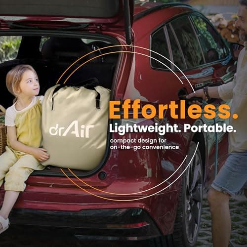 Dr. air Queen Air Mattress, 18” Raised Inflatable Bed with Built-in Pump, Waterproof Velvety Top, Ergonomic Design, Reinforced Support, and Carry Bag for Home, Camping, and Guests 7