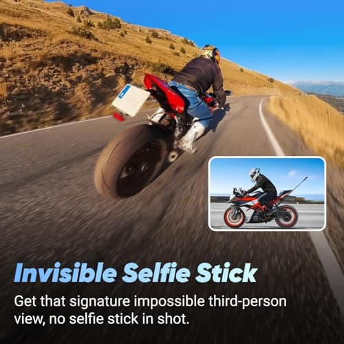 Insta360 X4 Motorcycle Bundle- 8K Waterproof 360 Action Camera, 4K Wide-Angle Video, Invisible Selfie Stick, Removable Lens Guards, 135 Min Battery Life, AI Editing, Stabilization, for Sports, Travel 5