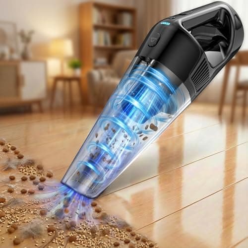 PowerSpeed CleanView Portable Handheld Vacuum - 16000Pa Strong Suction Powerful with 1000mL Dust Cup and LED Light - Cordless Vacuum Cleaner for Home Daily Quick Clean - for Dust/Pet Hair/Floor Debris