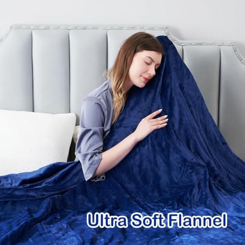 Eydna Electric Heated Blanket Twin Size 62"x84", Fast Heating Throw, Soft Plush Microplush for Bed & Couch, 1-10Hs Auto Off & 6 Heating Levels, Machine Washable, Gifts for Family-Navy Blue 6