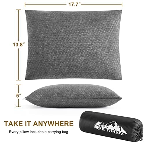 Ivellow Travel Pillow Compressible Camping Pillow for Sleeping Shredded Memory Foam Pillow Compact Firm Supportive for Adults Kids Outdoor Backpacking Hiking Essential Gear 5