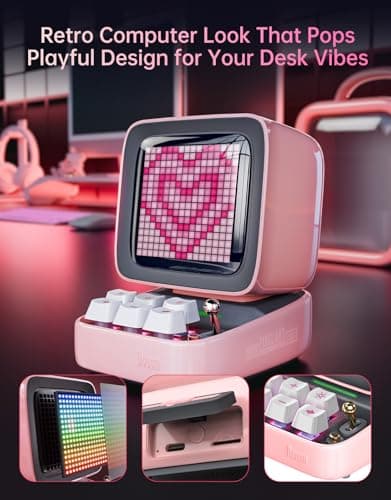 Divoom Ditoo Retro Pixel Art Game Bluetooth Speaker with 16X16 LED App Controlled Front Screen (Pink) 8
