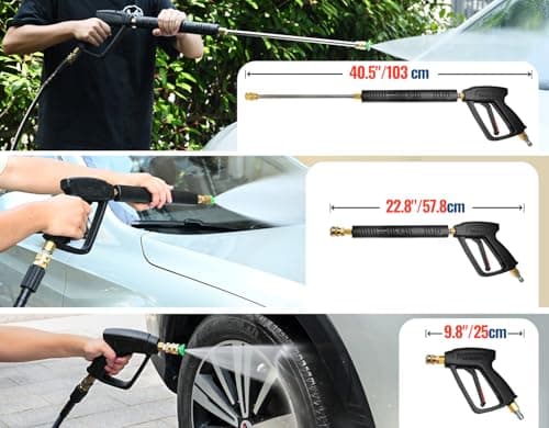 YAMATIC Pressure Washer Gun and Hose Kit, 25 FT Kink Resistant Power Washer Hose and Wand, 3/8" Swivel Quick Connector & M22-14mm Fitting Replacement for Ryobi, Simpson, Craftsman 6