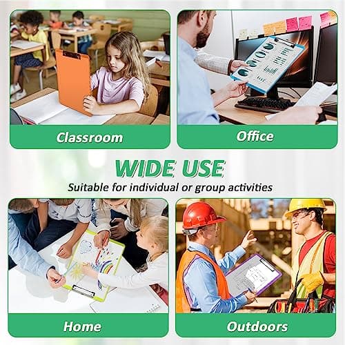 Plastic Clipboards, PANDRI 30 Pack Clear Colored Clipboards, Low Profile Clip Board 12.5 x 9 Inch Standard Letter Size, Office Supplies Classroom 6