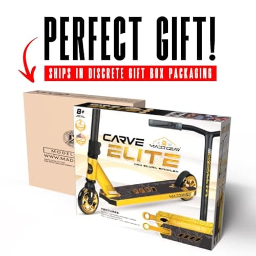 Madd Gear MG3 Elite Series Complete Trick Scooter - Aircraft Grade Aluminum Stunt Scooter for Kids 8 Years and Up - Best Pro Scooter for Beginners to Intermediate Boy and Girls (Gold/Black) 8