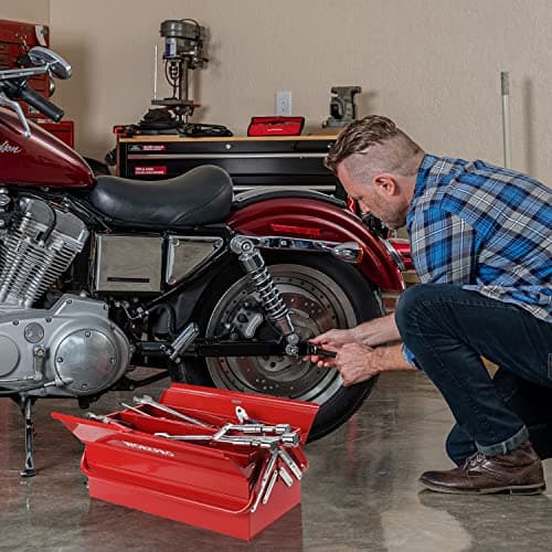 WORKPRO Metal Tool Box, 18-inch Cantilever Folding Red Storage Box, 3-Layer 5-Tray Multi-Function Tool Organizer, Red 7