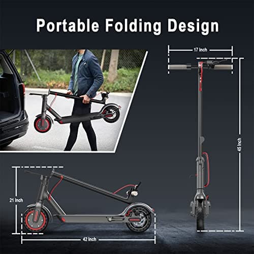 Electric Scooter for Adults - 350W Motor,Up to 19 MPH, 8.5" Solid Tires Portable Foldable Commuting Scooter for Adults with Double Braking System and App, 20 Miles Long-Range 6