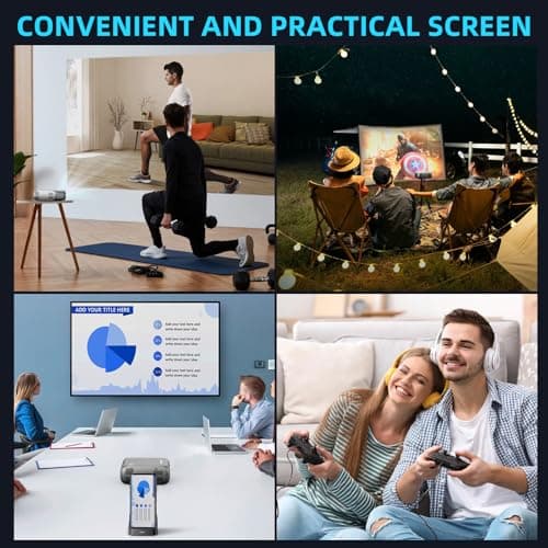 Mini Projector, iTJQ Portable Projector 1080P Supported for Indoor Outdoor Movies, Phone Projector Compatible with iOS/ Android, Laptop, TV Stick/ PS5, USB/HDMI/Type-C (Silver, VF370) 7