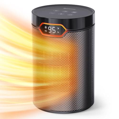 BREEZOME Space Heater, Portable Electric Heaters for Indoor Use with Thermostat & 24H Timer, 1500W PTC Ceramic Quiet Fast Heating Desk Heater, Safety Room Heaters for Home Bedroom Office