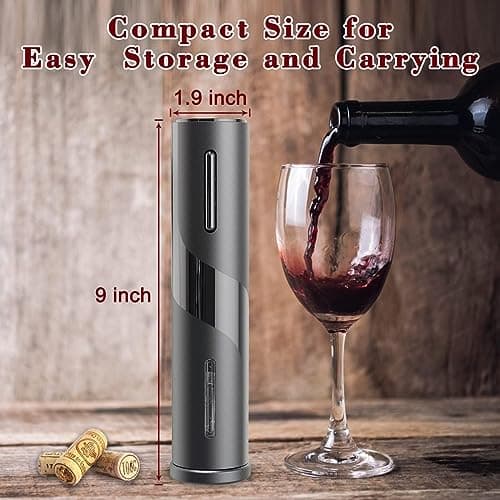 Rechargeable Electric Wine Bottle Opener, Automatic Corkscrew Wine Opener with Foil Cutter for Home Kitchen Party Wedding Bar Restaurant - One-Button Operation, Low noise, Cordless 5