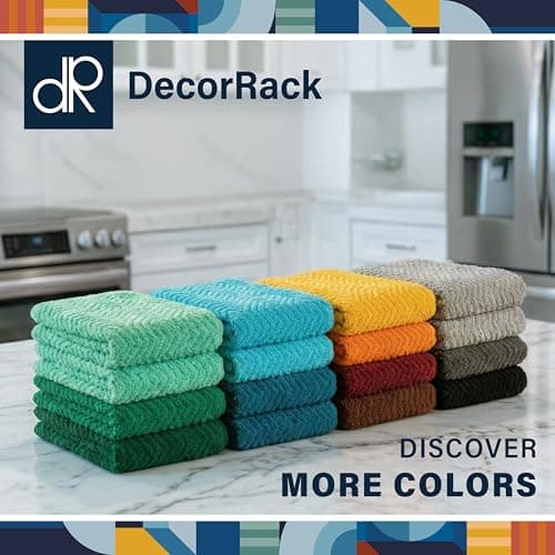 DecorRack 100% Cotton Kitchen Towels, 15" x 25" Absorbent Dish Towels [Premium Quality 400 GSM] Fall Set (Pack of 4) 8