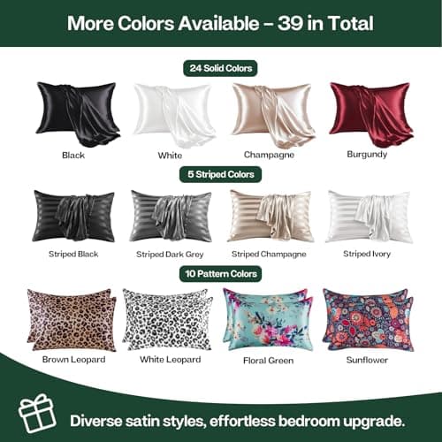 MR&HM Satin Pillowcase for Hair and Skin, Silk Satin Pillowcase 2 Pack, Queen Size Pillow Cases Set of 2, Silky Pillow Cover with Envelope Closure (20x30, Dark Green) 7