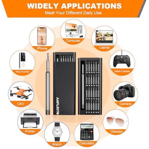 AHFLRITO Precision Screwdriver Set, 24 in 1 Small Magnetic Mini Screwdriver Set with Case, Electronics Repair Tool for Laptop, iPhone, Computer, Phone, Glasses, Watch, PS5 6