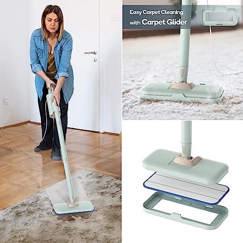 Newbealer Steam Mop & Detachable Handheld Cleaner, 250ml 1200W Powerful Floor Steamer, 3 Adjustable Levels for Carpet Laminate Hardwood Grout, Carpet Glider, 7 Multi-purpose Accessories & 2 Pads 7