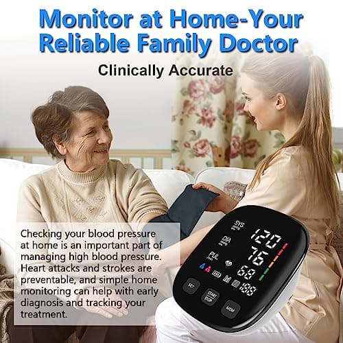 Blood Pressure Monitor, Automatic Upper Arm Blood Pressure Monitors for Home Use with Digital LED Display, Adjustable Blood Pressure Cuff 9-17'' with 2×199 Sets Memory (White) 6