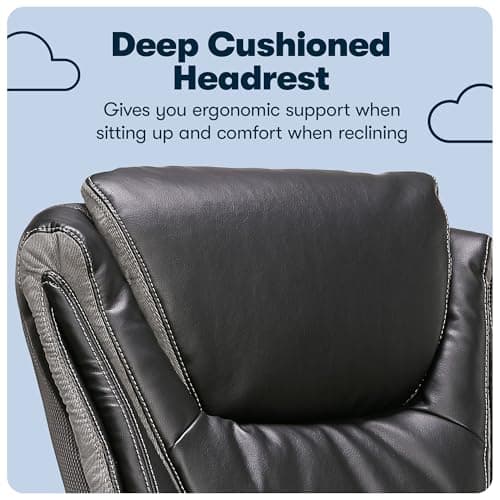 Serta Baxter Big and Tall Smart Layers Executive Office Chair with ComfortCoils, Ergonomic Computer Chair with Layered Body Pillows, Black & Gray Bonded Leather 7