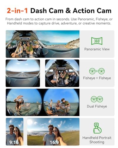 Vantrue E360 ACE 3 Channel WiFi Dash Cam, Dual STARVIS 2, 2.7K Front Rear Inside Dashcam, Handheld Action Camera, HDR, IR Night Vision, Voice Control, GPS, 24/7 Parking Mode, Support LTE & 1TB Max 8