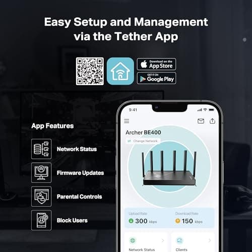 TP-Link BE6500 Dual-Band WiFi 7 Router (BE400) – Dual 2.5Gbps Ports, USB 3.0, Covers up to 2,400 sq. ft., 90 Devices, Quad-Core CPU, HomeShield, Private IoT, Free Expert Support 8