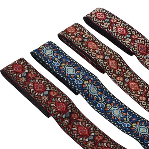 PH PandaHall 8 Yard 2 Inch Vintage Jacquard Ribbon, Emobridered Woven Ribbon Boho Jacquard Trim Floral Fabric Trim for DIY Clothing Accessories Handmade Bag Embellishment Decorations