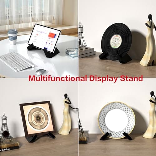 Webtrlics Cookbook Stand, Cookbook Holder for Kitchen,Black Recipe Book Holder for Counter,Wooden Plate Holder Display Stand for Tabletop (Black) 5