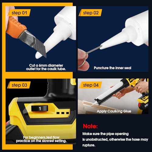 Zekkip Electric Caulking Gun, Cordless Caulking Gun with 2x 2000mAh Batteries, 13Pcs Silicone Caulking Tools, 6 Adjustable Speeds, LED Light, Battery Powered Caulking Gun for Filling, Sealing 8
