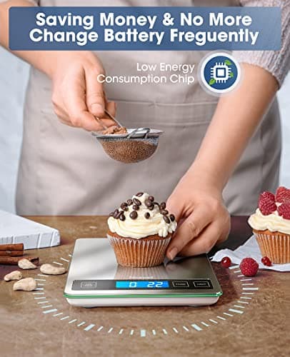 Nicewell Food Scale, 22lb Digital Kitchen Scale Weight Grams and oz for Cooking Baking, 1g/0.1oz Precise Graduation, Stainless Steel and Tempered Glass (Ash Silver) 6