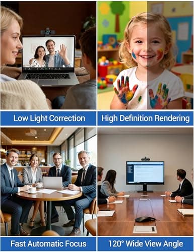 RUWBY Full HD 1080P Webcam with Built-in Dual Mics, Wide-Angle Lens, Privacy Cover, Tripod Stand, Autofocus Computer Camera, Plug and Play for Desktop PC or Laptop 7