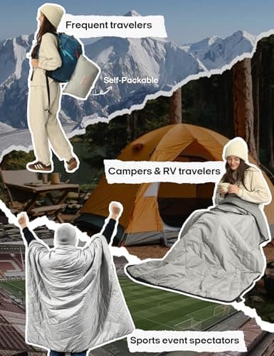 ZonLi Heated Blanket Battery Operated, Wearable Portable Electric Blanket with Rechargeable Battery, 50"x60"Cordless Heated Blanket, Waterproof, Machine Washable(Light Gray) 8