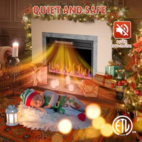 CUOZOVA 42" Electric Fireplace with Mantel, Fireplace with 23" Fireplace Insert Heater,Freestanding Electric Fireplacefor Living Room, Remote Control, Fireplace with12 Colors Adjustable Flame,Timer 5