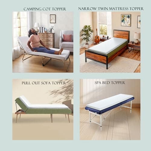 Jamdok 2Inch Cot Mattress Topper,Narrow Twin Foam Mattress for Camping Cot,Sofa Bed,Pull Out Chair Cushion,Portable,Roll Up Surpportive Sleep Pad(75 x 30) 5