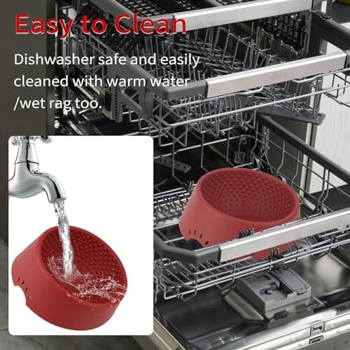 MCHXN Pet Dog Food Bowl 10° Slanted ，Silicone Material， Easy to Clean Non-Skid & Non-Spill Easier to Reach Food L/2.5 Cups Red 6