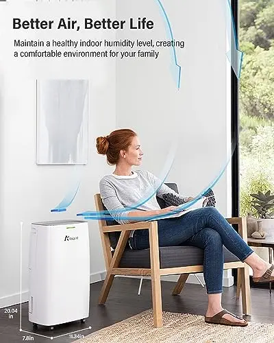 32-Pint Dehumidifier for Basement and Large Room - 2000 Sq. Ft, Quiet Dehumidifier for Large Capacity Room Home Bathroom Basements - Auto Continuous Drain Remove Moisture with Child Lock 7