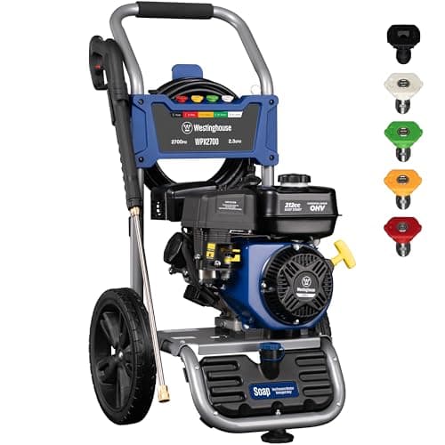 Westinghouse WPX2700 Gas Pressure Washer, 2700 PSI and 2.3 Max GPM, Onboard Soap Tank, Spray Gun and Wand, 5 Nozzle Set, for Cars/Fences/Driveways/Homes/Patios/Furniture