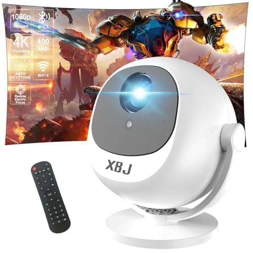 [Built-in Apps] 5G WiFi Bluetooth Smart 360° Rotatable Projector,4K support HD Portable Projector, Mini Projector with Stereo Speaker. IndoorOutdoor,Compatible with TVStick Smartphone/ pc(With App)