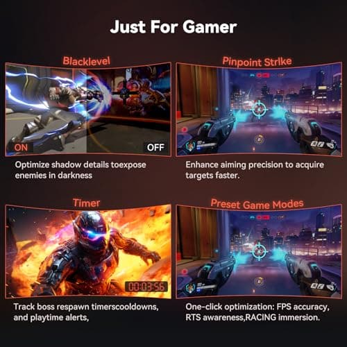 Raywego 34 Inch Ultrawide Monitor 3440 x 1440P Curved Gaming Monitor,Swivel/Height Adjustable,21:9 Aspect Ratio with RGB Backlight,165Hz 127% sRGB 4000:1 Contrast Ratio,PIP/PBP Black,2026 7