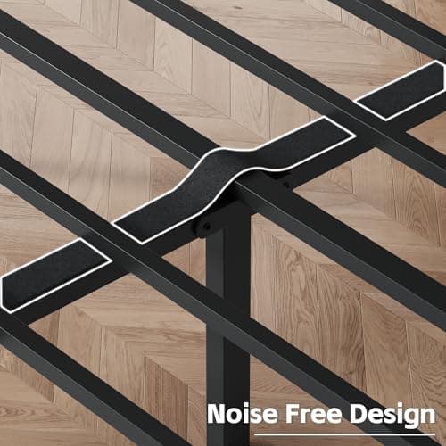 Fluest Queen Bed Frame with Headboard PU Leather Upholstered Bed Frame Platform,All Metal Slats Support Platform Bed Frame with Storage Space,Easy Assembly,Noise Free,No Box Spring Needed,Black 6