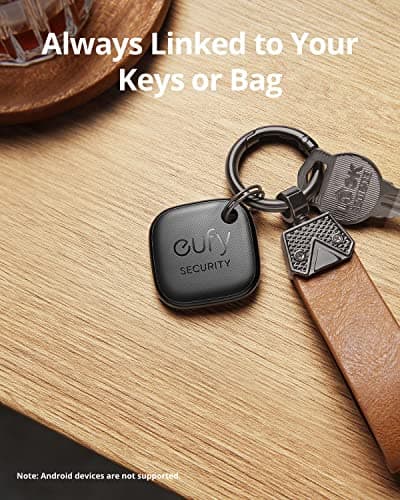 eufy Security by Anker SmartTrack Link (Black, 1-Pack), Android not Supported, Works with Apple Find My (iOS only), Key Finder, Bluetooth Tracker for Earbuds and Luggage, Phone Finder, Water Resistant 5