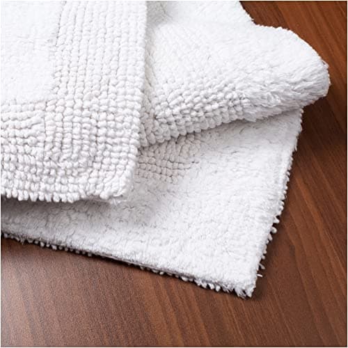 Savi Home Bath Mat Rug 17"x24" White, 100% Pure Cotton, Super Soft Bath Rugs, Plush & Absorbent, Hand Tufted Heavy Weight Construction, Full Reversible Step Out Rugs